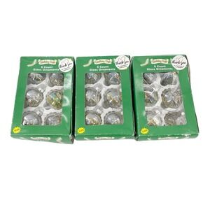Holiday Style 18 Count Glass Ball Silver Glitter Snowflake Christmas Ornaments